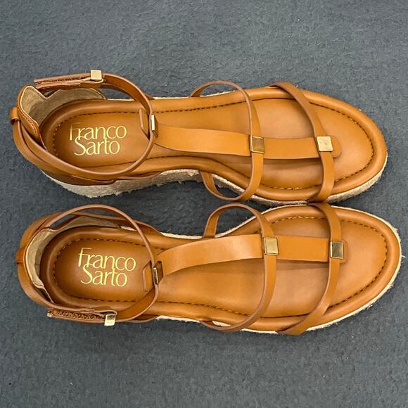 Franco Sarto Brown Leather Gladiator Strappy Platform 3" Wedge Sandal Women 10 - Picture 6 of 9